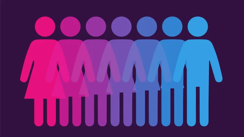 A graphic illustration depicting a spectrum of gender identities.