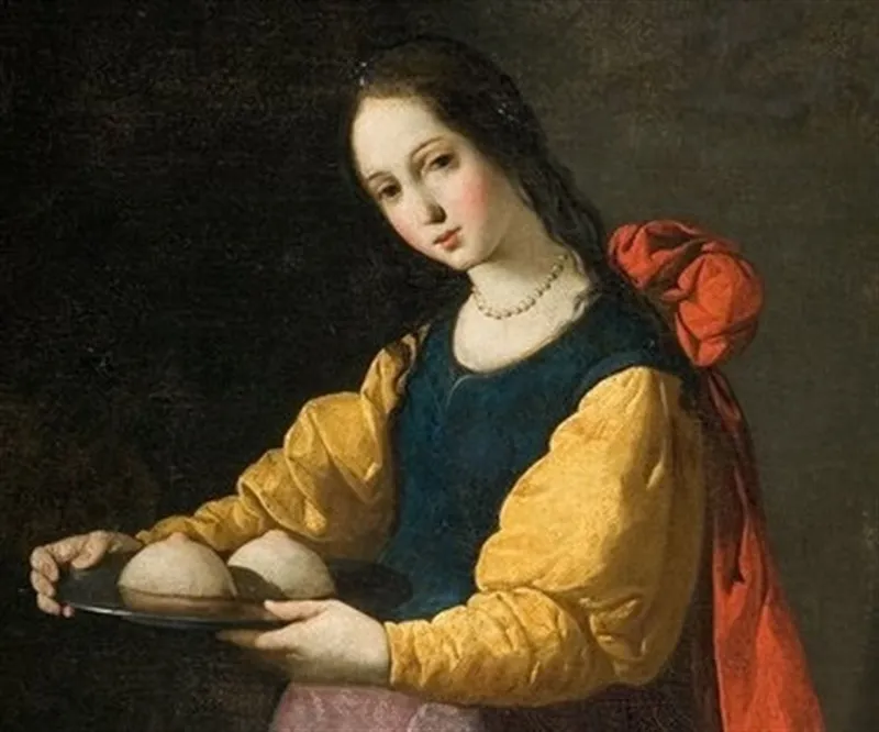 Saint Agatha with her breasts on a tray.