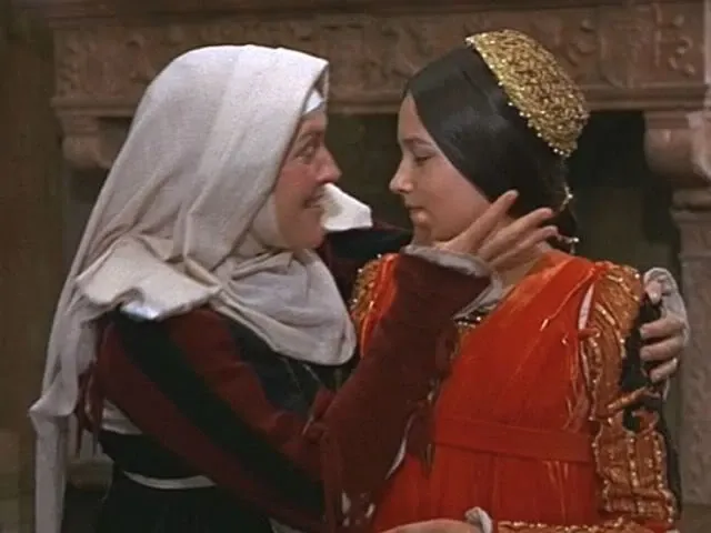 The Nurse (Pat Heywood) and Juliet (Olivia Hussey) in Franco Zeffirelli's Romeo and Juliet (1968). (Source: Shakespeare Wiki)