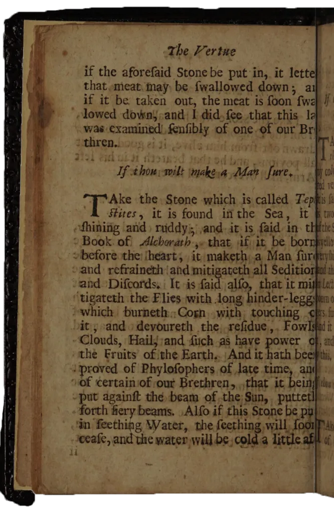 Albertus Magnus' "Book of Secrets" on the virtues of stones, recipe using Echites / Aquileus - part 2