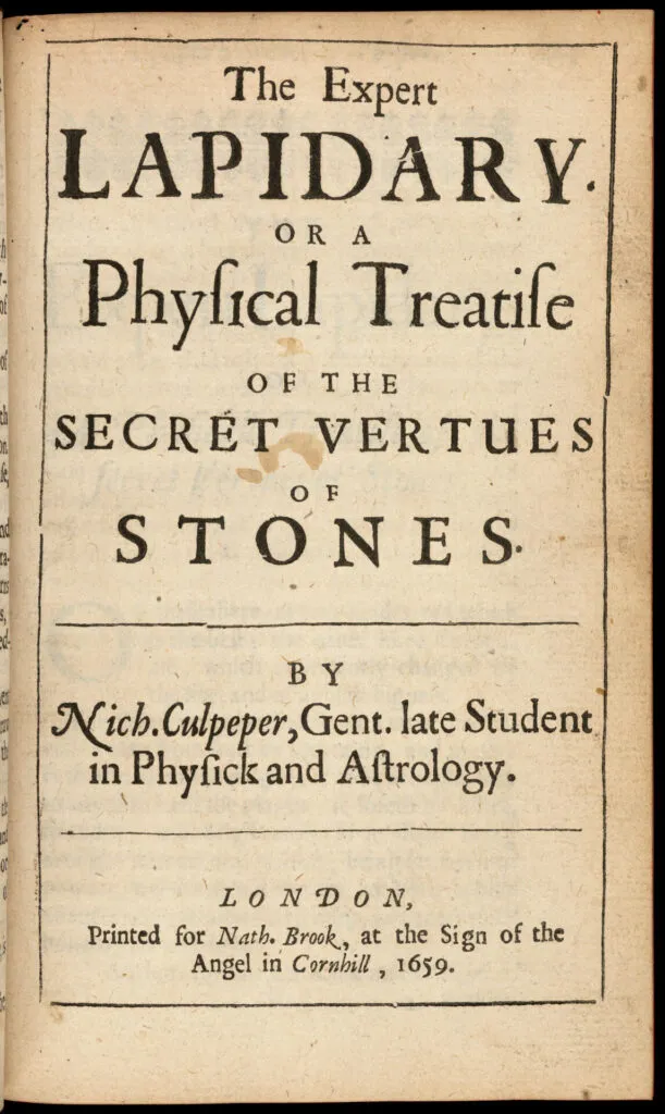 Title page of "The Expert Lapidary" by Nicholas Culpeper (1659)