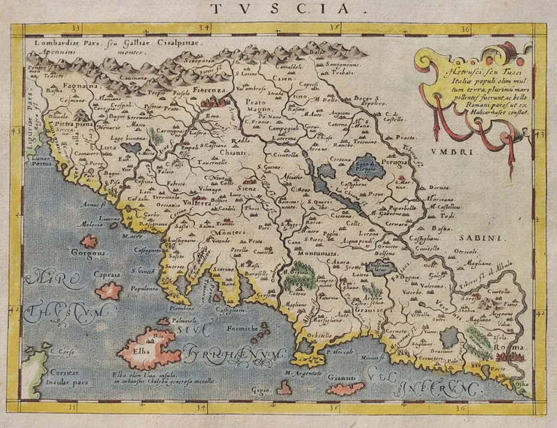 A 16th-century map of Tuscany