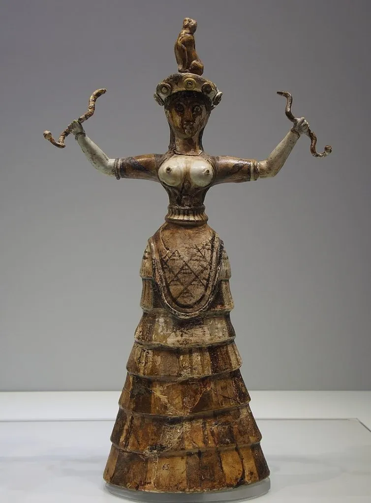 The ‘Minoan Snake Goddess’, found in Knossos, Crete. (Wikimedia Commons)