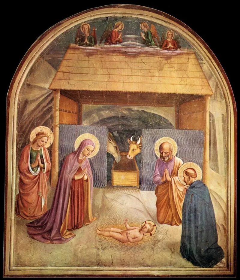 Fra Angelico’s Nativity scene highlights the religious symbolism often associated with Tudor mince pies.
