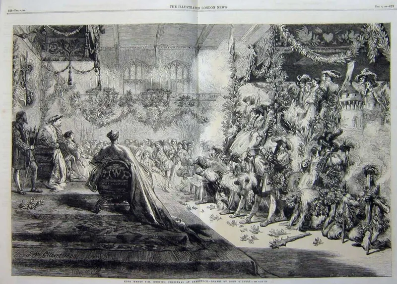 This illustration depicts Henry VIII’s court at Christmas, showcasing the grandeur of Tudor festivities.