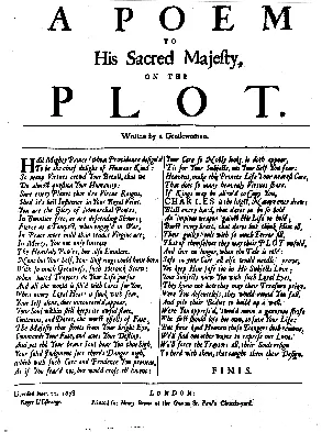 A Poem To His Sacred Majesty broadsheet from 1678