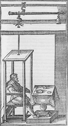 Santorio Santorio’s weighing machine, used to measure digestion and bodily functions.