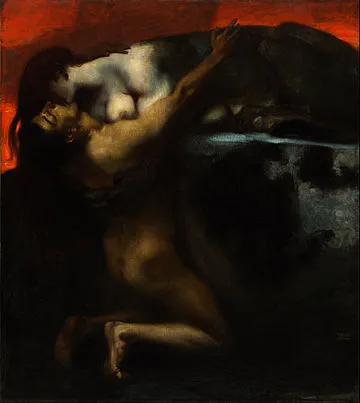 The Kiss of the Sphinx (1895), by Franz Stuck. (Wikimedia Commons)