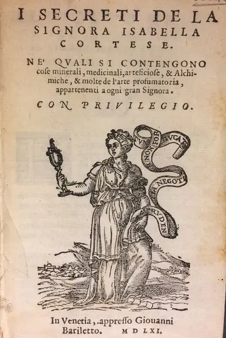 The original 1561 cover of Isabella Cortese's 'I Secreti'