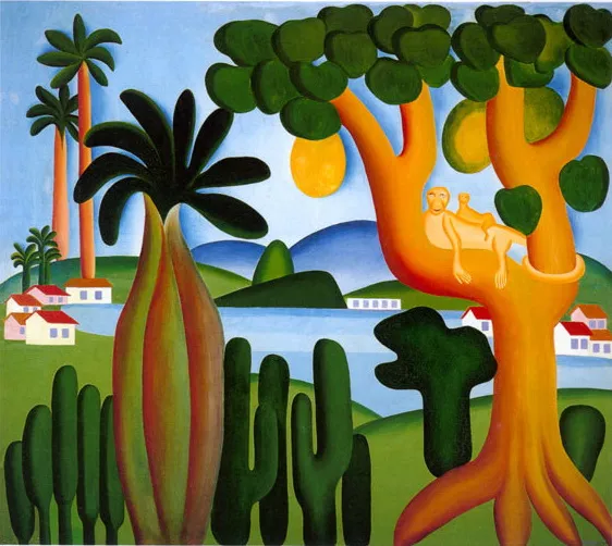 Tarsila do Amaral's Postcard (1928), blending Brazilian landscapes with modernist aesthetics.