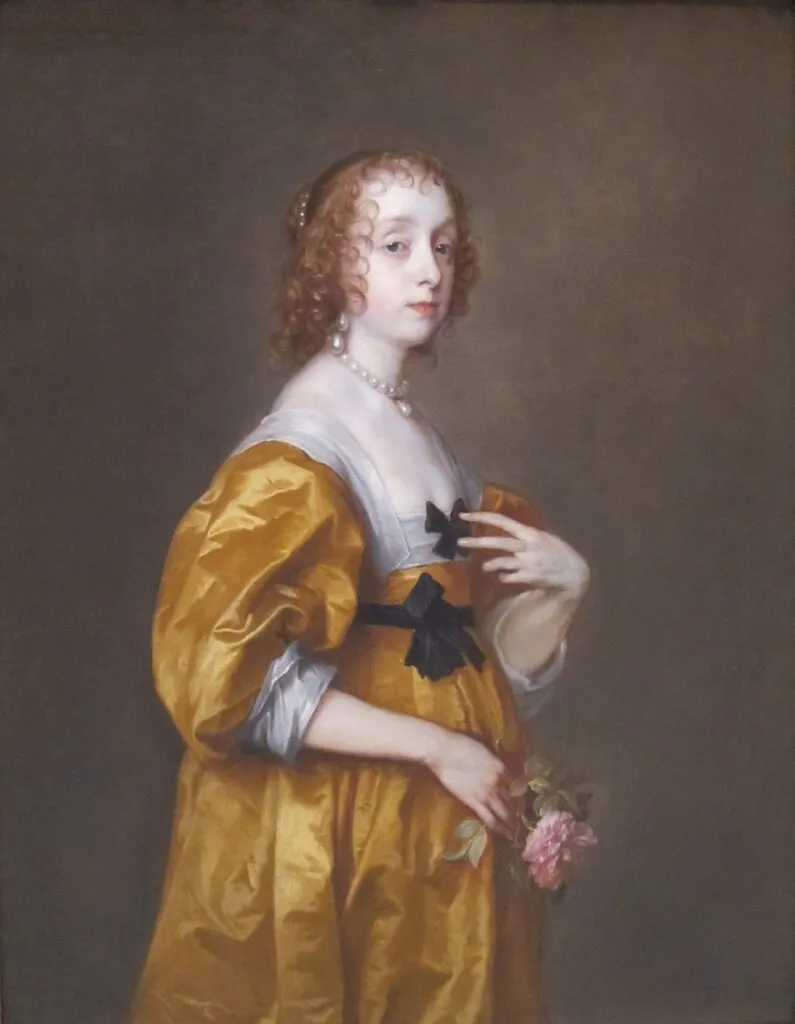 Black-ribbon widow portrait of Mary Villiers by Van Dyck