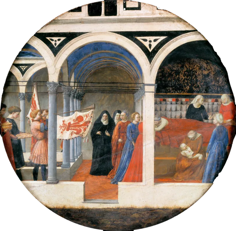 A serene depiction of maternal care and the idealized image of motherhood central to Renaissance art.