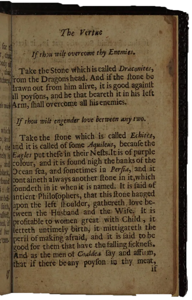 Albertus Magnus' "Book of Secrets" on the virtues of stones, recipe using Echites / Aquileus - part 1