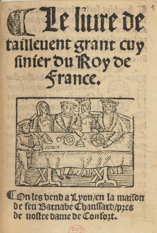 Title page of Le Viandier de Taillevent, a medieval French cookbook, printed edition from 1545
